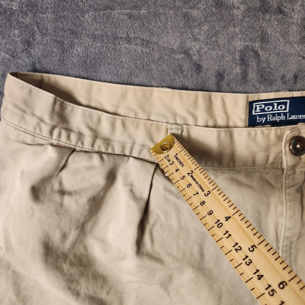 Polo Ralph Lauren Classic Chino Shorts Mens 42 Tan Khaki Pleated Cotton Twill